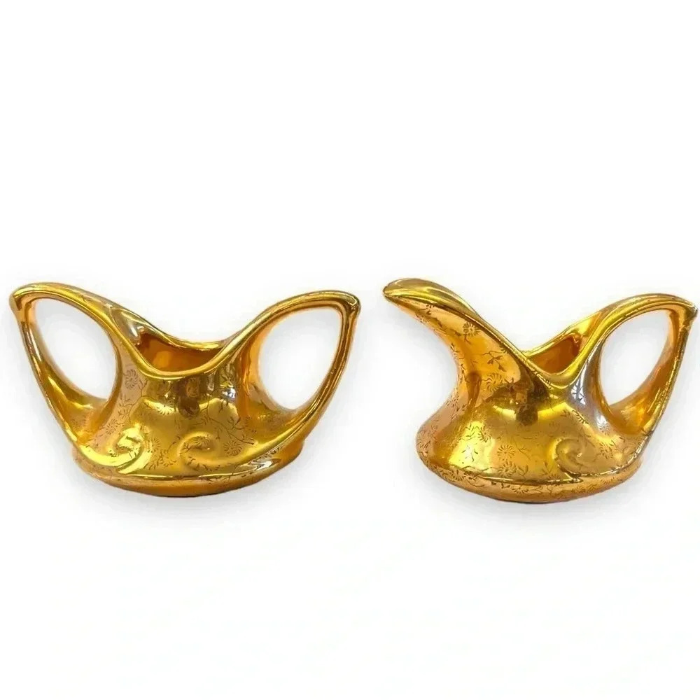 Vintage Pearl China Co. 22K Yellow Gold Creamers